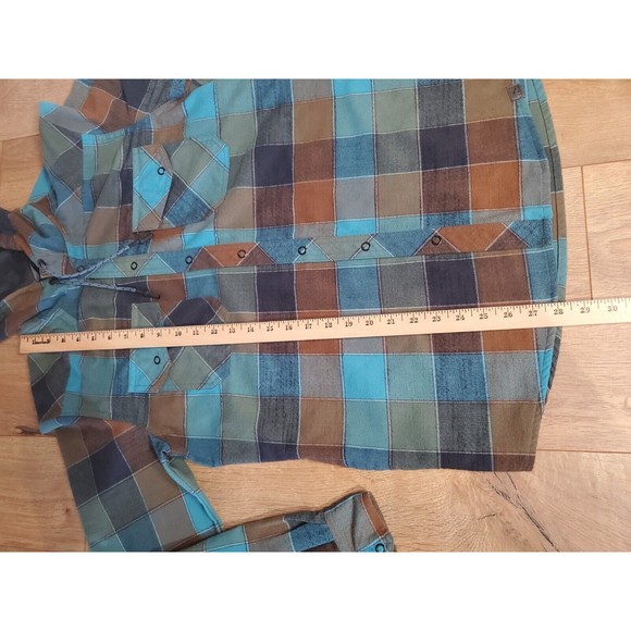 LL Bean Plaid Blue Overland Performance Flannel Snap Front Shirt Mens Sz Medium - Picture 6 of 8